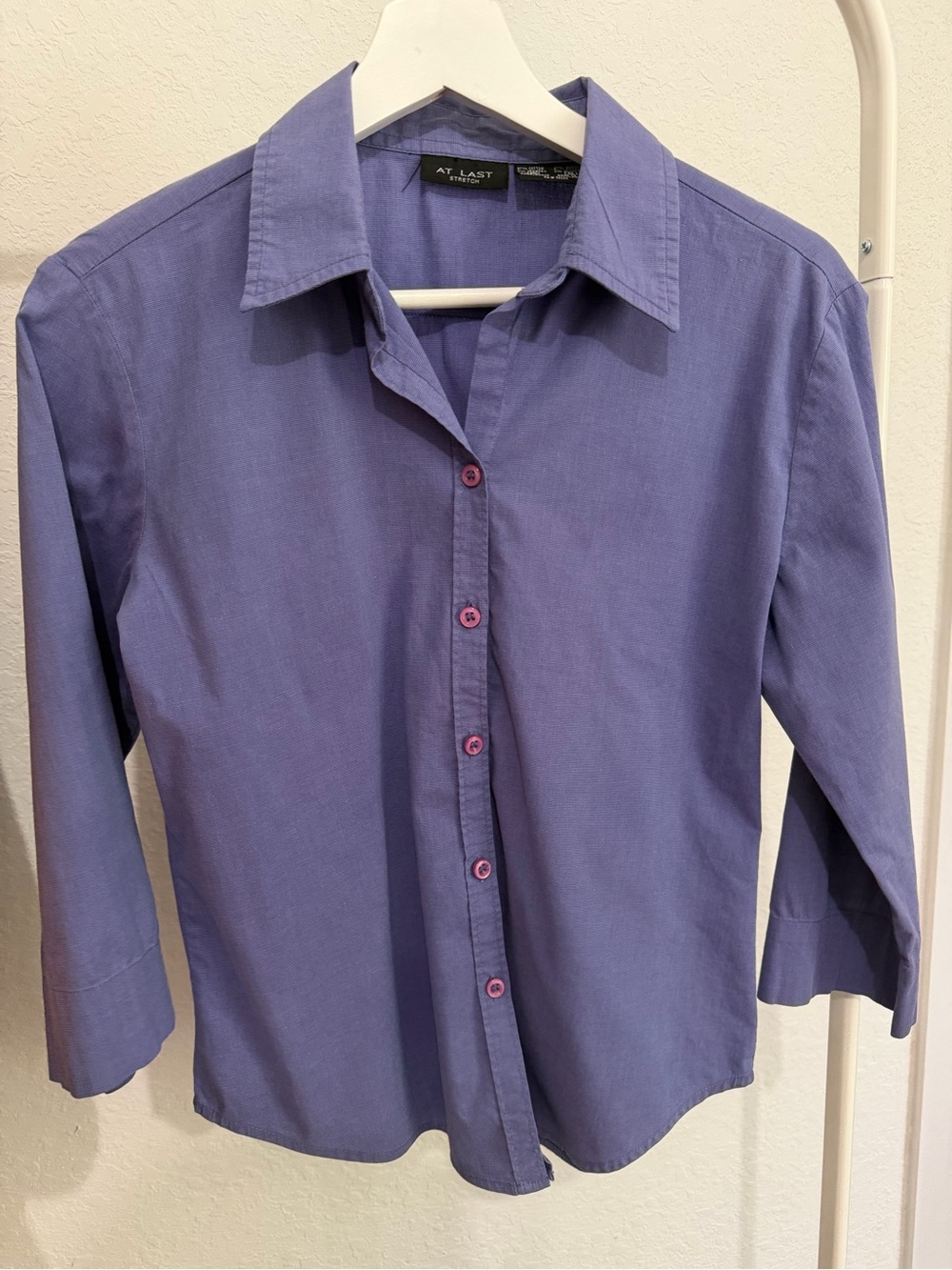 Vintage Dusty Lavender Stretch Button-Up Shirt